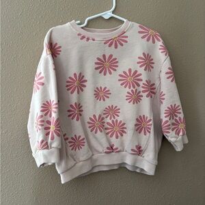 Zara Pink Floral Crew Neck Sweater